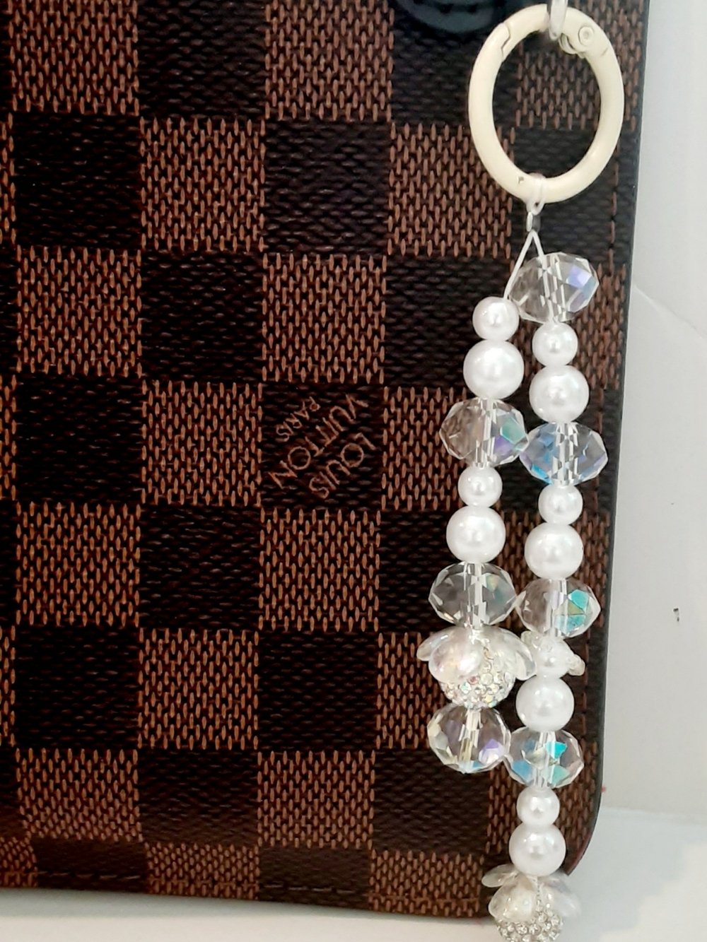 Handmade Beaded Crystal and Pearl Tassel Bag Phone And Keychain Charm